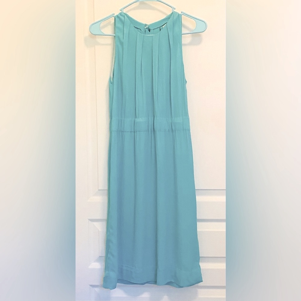 kate spade Light Aqua Blue Sleeveless Pleated Neck Mini Dress - Picture 3 of 7